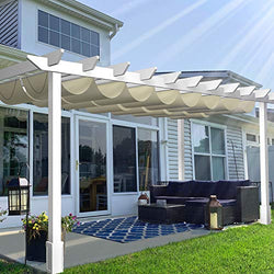 TANG Pergola Replacement Shade Cover Awning Retractable Waterproof for Patio Deck Slide on Wire Wave Shade Sail 7'x40' Beige