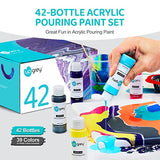 Acrylic Pouring Paint (60ml/2oz Bottles) 42 Colors, High Flow Acrylic Paint Set, No Mixing Needed, Assorted Colors with 4 White Paint, Fluid Pour Paint for Pouring on Canvas, Glass, Paper, Wood, DIY