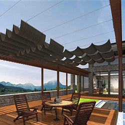 Patio Pergola Shade Cover for Deck Backyard Canopy Shade Awnings Retractable Slide Wire U Shape Replacement Shade Cover Come with Cable Hardware 4'Wx30'L Brown