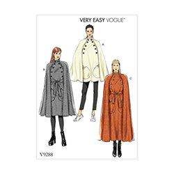 Vogue V9288 Easy to Sew Women's Collared Cape with Belt Sewing Pattern, Sizes L-XXL
