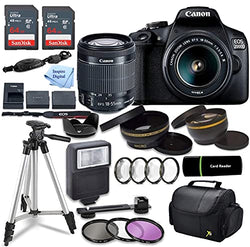 Canon EOS 2000D (Rebel T7) DSLR Camera w/Canon EF-S 18-55mm F/3.5-5.6 Zoom Lens + Case + 128GB Memory with Inspire Digital Cloth