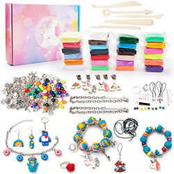 Make Your Own Clay Jewelry - Clay Jewelry Making Craft Kit for Girls, Arts and Crafts for Kids Ages 8-12 and Up, Oven Bake Polymer Clay Kit for Creating Jewelry, Ornament, Handmade Gift