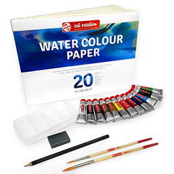 Royal Talens – Art Creation Watercolour Combi Set – Paints, Palette, Brushes, Paper, Pencil, Eraser