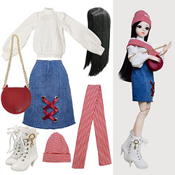 Proudoll 1/3 BJD Doll Clothes 60cm 24in SD Ball Jointed Dolls Denim Skirt Suit Hat Wig Scraf Hoodie Denim Skirt Boots Crossbody Bag