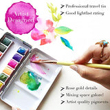 Professional Watercolor Paint Set | 12 Unique Water Colors for Adult in Inspirational Watercolor Tin w/ Removable Tray| Travel Watercolor Set | Mini Watercolor Set for Adults | Paint Palette with Lid