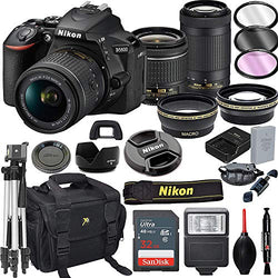 Nikon D5600 DSLR Camera with 18-55mm VR and 70-300mm VR Lenses + 32GB Card, Tripod, Flash, and More (21pc Bundle)