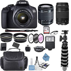 Canon EOS 2000D Rebel T7 Kit with EF-S 18-55mm f/3.5-5.6 III Lens + Canon 75-300 Lens+ Accessory Bundle +TopKnotch Deals Cloth