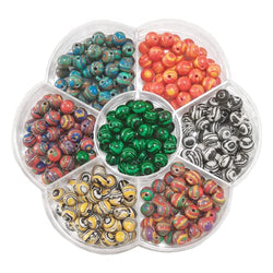 280pcs 6mm Colorful Synthetic Malachite Beads Rainbow Round Beads Gemstone Set for Rosary Mala Jewelry Making Kit