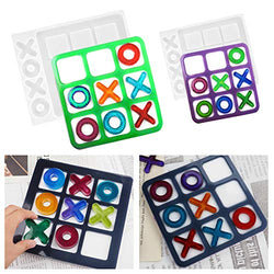 Juanya 2 Pack Tic Tac Toe Board Game Silicone Resin Molds, X O Board Game Playing Epoxy Casting Mold for Adults/Children, Indoor/Outdoor Table Game, Home Decoration, Handmade Gift