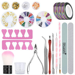 Zowor Nail Kit with Cuticle Nipper, Brush/Dotting Pen, Nail Decorations with Gold Patches, Rhinestone, 29PCS Complete Nail Art Supplies for Beginner to DIY Visit the Zowor Store (29pc)
