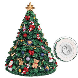 Dreamwizor Tabletop Christmas Tree with Music Box Resin Desktop Rotating Christmas Tree Figurine Plays Tune O Christmas Tree