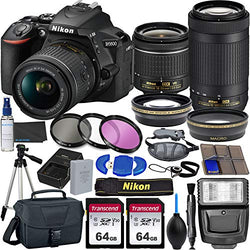 Nikon D5600 DSLR Camera with 18-55mm VR and 70-300mm Lenses + 2 Pc 64GB Memory, Tripod, Flash, and More (23pc Bundle)