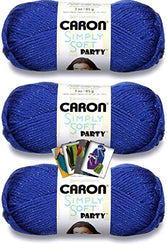 Caron Simply Soft Party Yarn - 3 Pack with Patterns (Royal Sparkle)