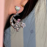 Angel Heart Star Crystal Drop Earrings