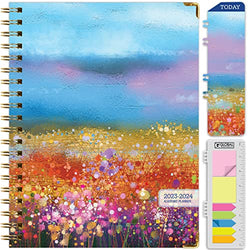 HARDCOVER Academic Year 2023-2024 Planner: (June 2023 Through July 2024) 8.5"x11" Daily Weekly Monthly Planner Yearly Agenda. Bookmark, Pocket Folder and Sticky Note Set (Field of Dreams)