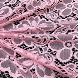 Stretch Lace Fabric Floral Embroidery Poly Spandex 58 FWD (Pink)