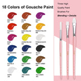 HIMI Gouache Paints set, 18 Colors, 30ml, 18 US fl oz, Non Toxic Paint for Canvas and Paper, Art Supplies for Professionals, Student, Kids and More (ROSE)
