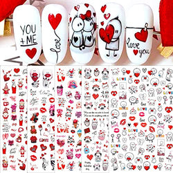 TailaiMei Valentine's Day Nail Stickers, 10 Sheets Self-Adhesive Nail Art Decals for DIY Nail Decorations, Cartoon Design for Teddy Bears, Sexy Breasts (Cartoon Style)