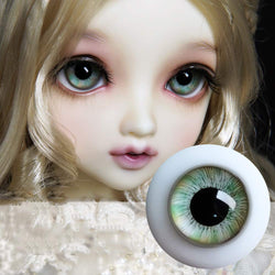 Clicked BJD Safety Eyes Green Three-Dimensional Eye Pattern Glass Eye for LUTS DOD Bears Dolls Mask Toy Halloween Props(Metal Box Packaging),18mm