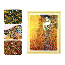 5D Diamond Painting Kits For Adults - Portrait of Adele Bloch - Gustav Klimt, Special Shape Rhinestones Crystals Painting Kit, Easy Embroidery Craft for Home Decoration, Wall Decor or Gift