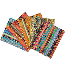 CJINZHI 5 Pcs Fat Quarters Fabric Bundles, Ethnic Style Precut Quilting Cloth Colored Printing Cotton Squares Sheets for DIY Sewing Patchwork Face Protectors Crafting Projects, 19.7 x 15.7 Inch