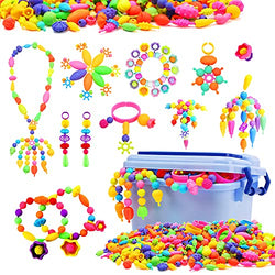 Snap Pop Beads for Girls, 580 PCS Kids Jewelry Making Kit Pop-Bead Art and Craft Kits DIY Bracelets Necklace and Rings Creativity Toy for 3, 4, 5, 6, 7, 8 Year Old Girls