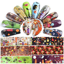 10 Rolls Halloween Nail Stickers - Halloween Nail Foil Transfers Stickers Pumpkin Spider Skull Ghost Witch Nail Decals DIY Nail Art Tips for Manicure Tips Wraps Nail Design