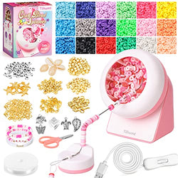 Tilhumt Clay Bead Spinner Kit with 3600 PCS Clay Beads, Electric Bead Spinner for Jewelry Making with 220 PCS Beading Pendants and Replacement Needle for Making Bracelets, Necklace (Patented)