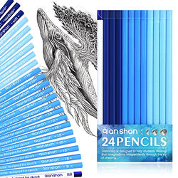 qianshan 24 Sketch Pencils Set - Including 21 Sketching Pencils 6H 5H 4H 3H 2H H HB B 2B 3B 4B 5B 6B 7B 8B 9B 10B 11B 12B 13B 14Band 3 Charcoal Pencils Medium Hard Soft Great for Beginner and Artist