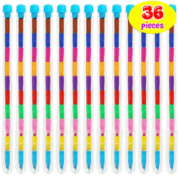 The Twiddlers - 36 Pcs Stacking Crayons Pen - 11 Color Crayons, Kids Pencil Set - Ideal for Art Tool Education, Birthday Favours, Goodie Bag, Party Toy Fillers, Class Reward and Prizes