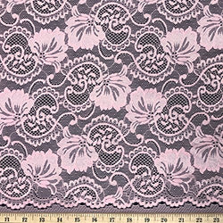 Stretch Lace Fabric Floral Embroidery Poly Spandex FWD (Pink)