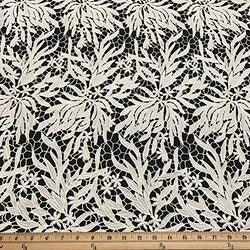 Zahara Guipure Corded French Lace Embroidery Fabric 52" wide Many Colors (Off White)