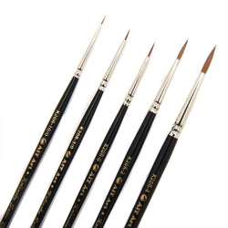 AIT Art Premium Detail Brush Set, 5 Pure Kolinsky Russian Red Sable Paint Brushes, Handmade in USA, Best Quality Set for Ultimate Details with Oil, Acrylic, and Watercolors
