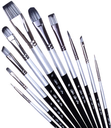 Paint Brushes Set for Acrylic Oil Watercolor, Artist Face and Body Professional Painting Kits with Synthetic Nylon Tips (Regular, Black)