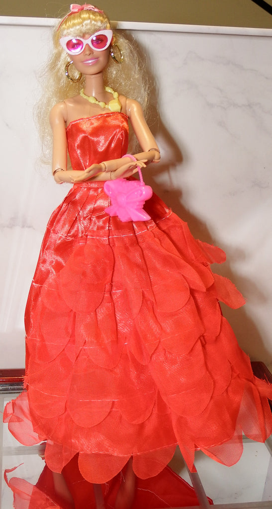 Barbie Blonde in Red Cute Dress