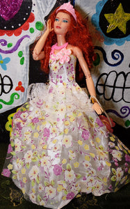 Barbie Red Hair in Petal Flower Princess Dress