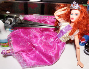 Barbie Red Head in Magenta and Gold Dress