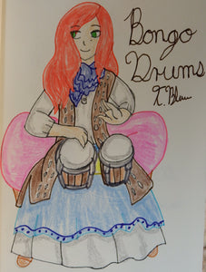 Anime Girl Playing the Bongo Drums
