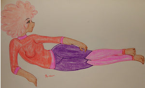 Anime Girl with Pink Hair Reclining