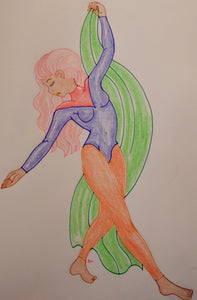 Dancer with Pink Hair Anime Drawing