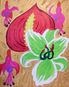 Floral in Red, Green and Violet Painting