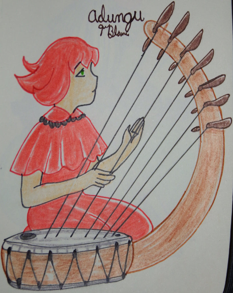 Anime Girl Playing the Adungu Music Instrument