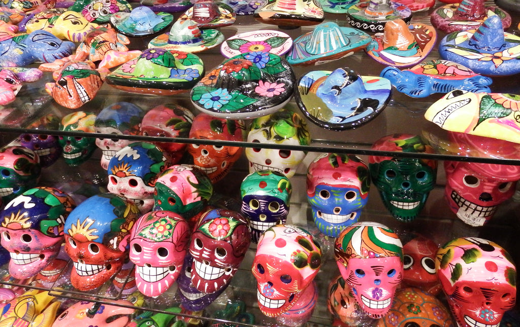Colorful Skulls in a Stand