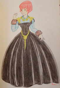Anime Drawing of a Victorian maiden circa 1850