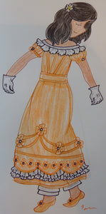 Anime girl in an Orange dress circa 1830