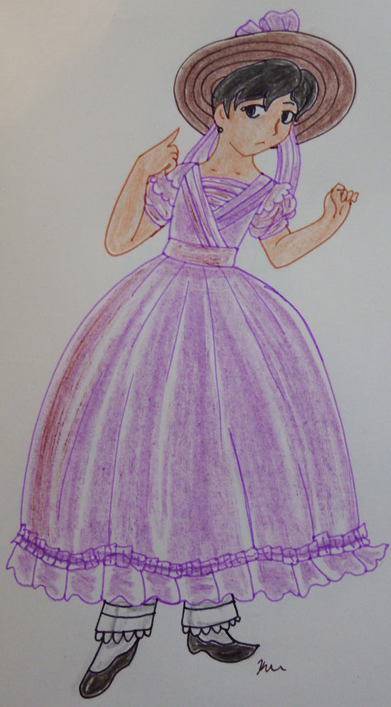 British Anime Girl in a Purple Dress circa 1830
