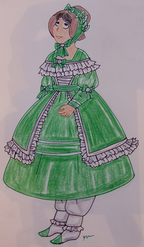 Anime girl in a Green Dress Circa 1833