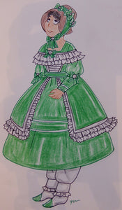 Anime girl in a Green Dress Circa 1833