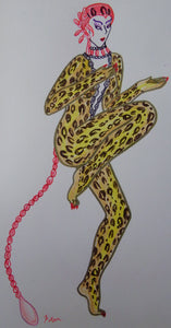 Leopard Maiden Anime Drawing circa 1900s