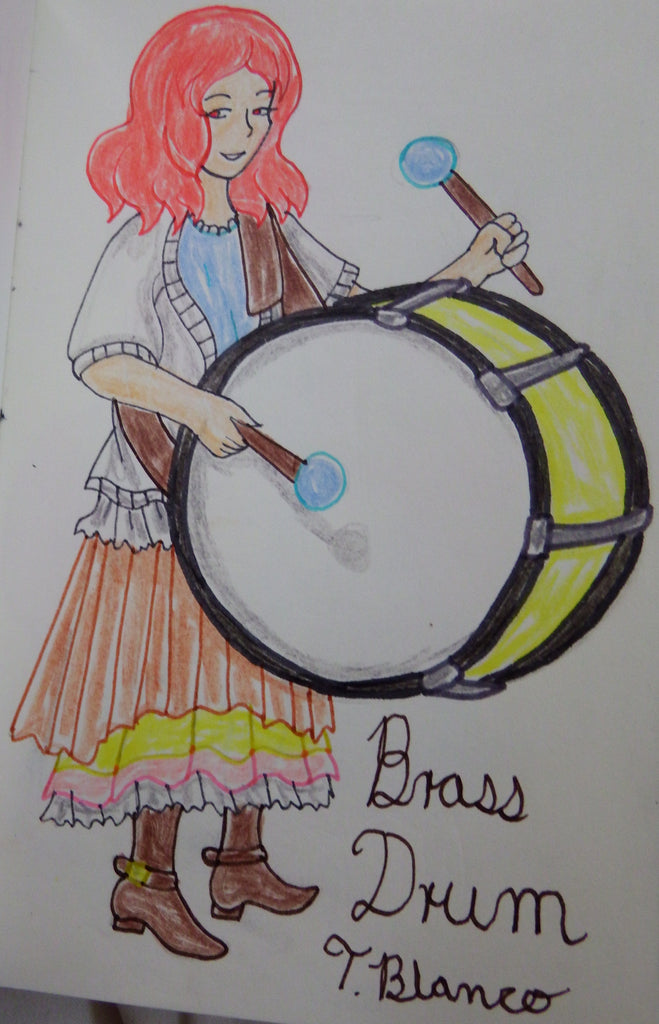 Anime Girl Playing a Brass Drum